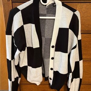 Jawbreaker Black and White Checkered Women's Cardigan